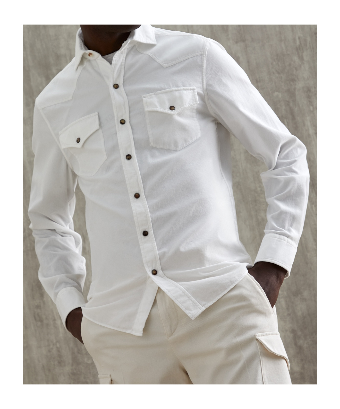 Brunello Cucinelli Logo Embroidered Buttoned Shirt In White