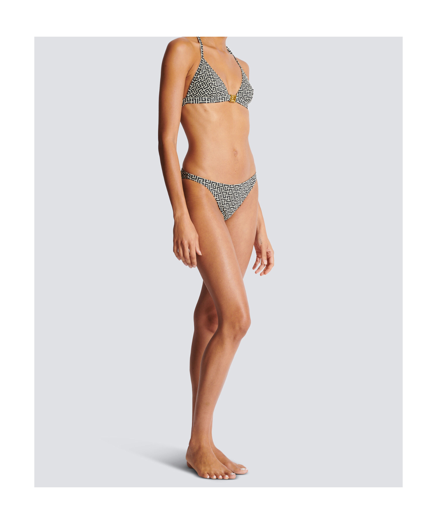 Balmain Pb Labyrinth Halterneck Bikini In Black