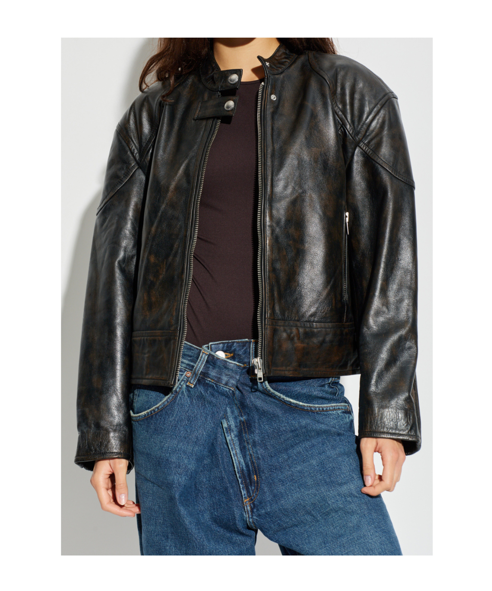 Stand Studio Alita Zip-fastening Leather Jacket In Black