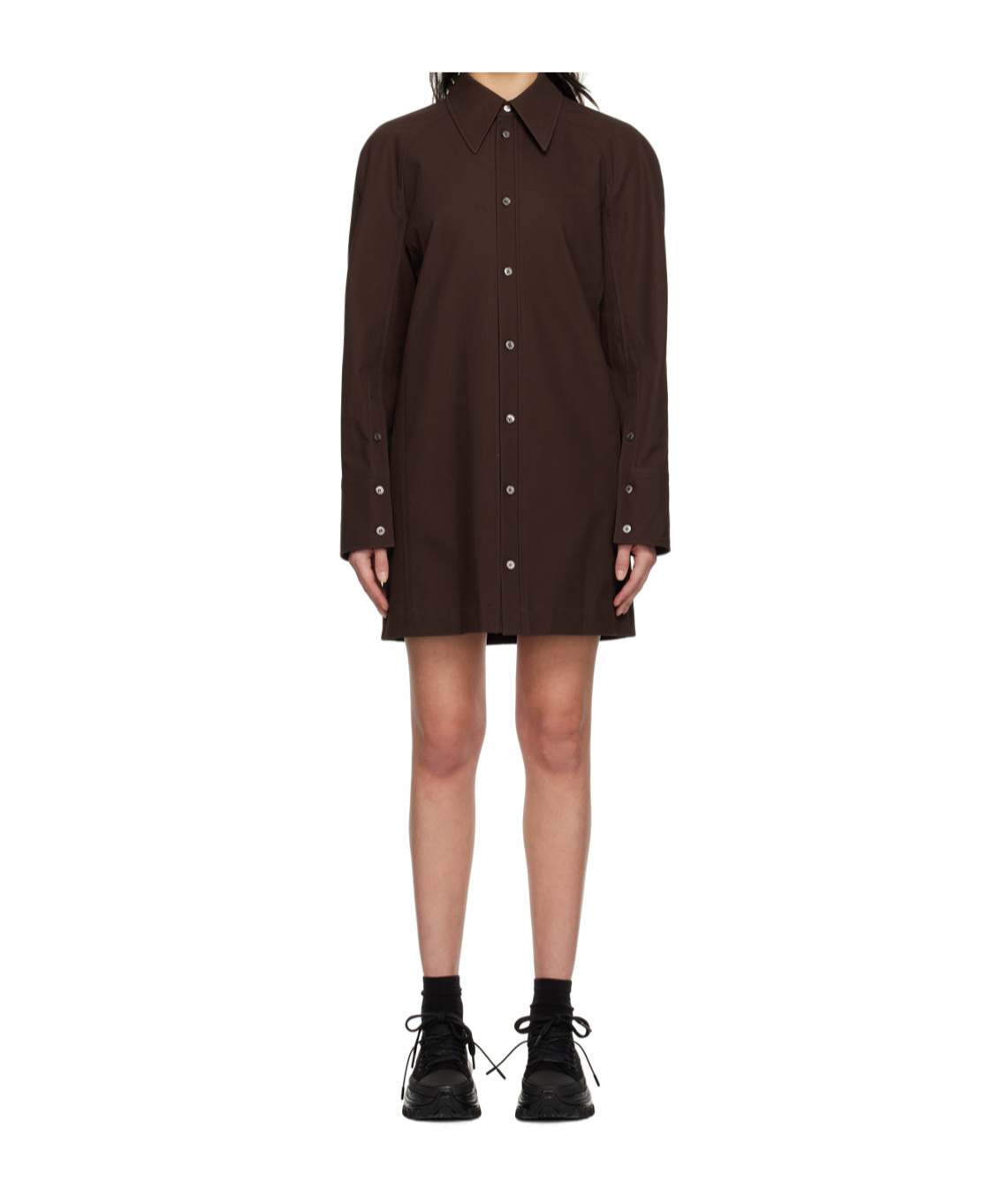 Wooyoungmi Brown Shirt Minidress In Multi
