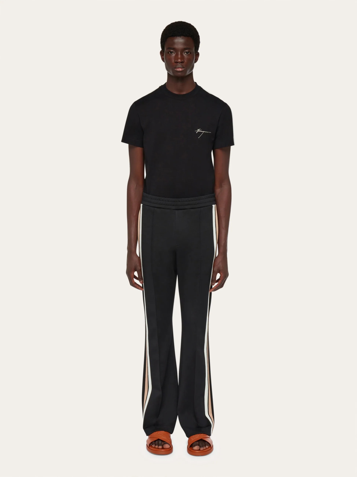 Ferragamo Side-striped Sweatpants In Black