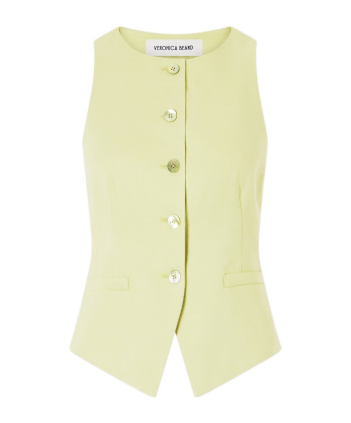 Veronica Beard Linen-blend Twill Vest In Green