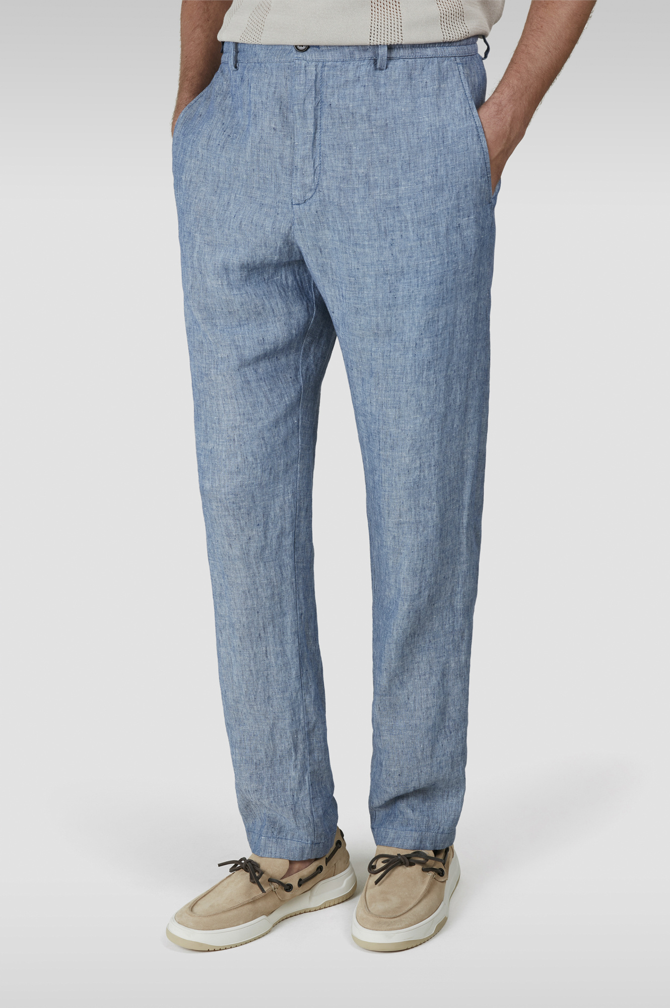 Paul & Shark Linen Chino Pants With Drawstring In Blue