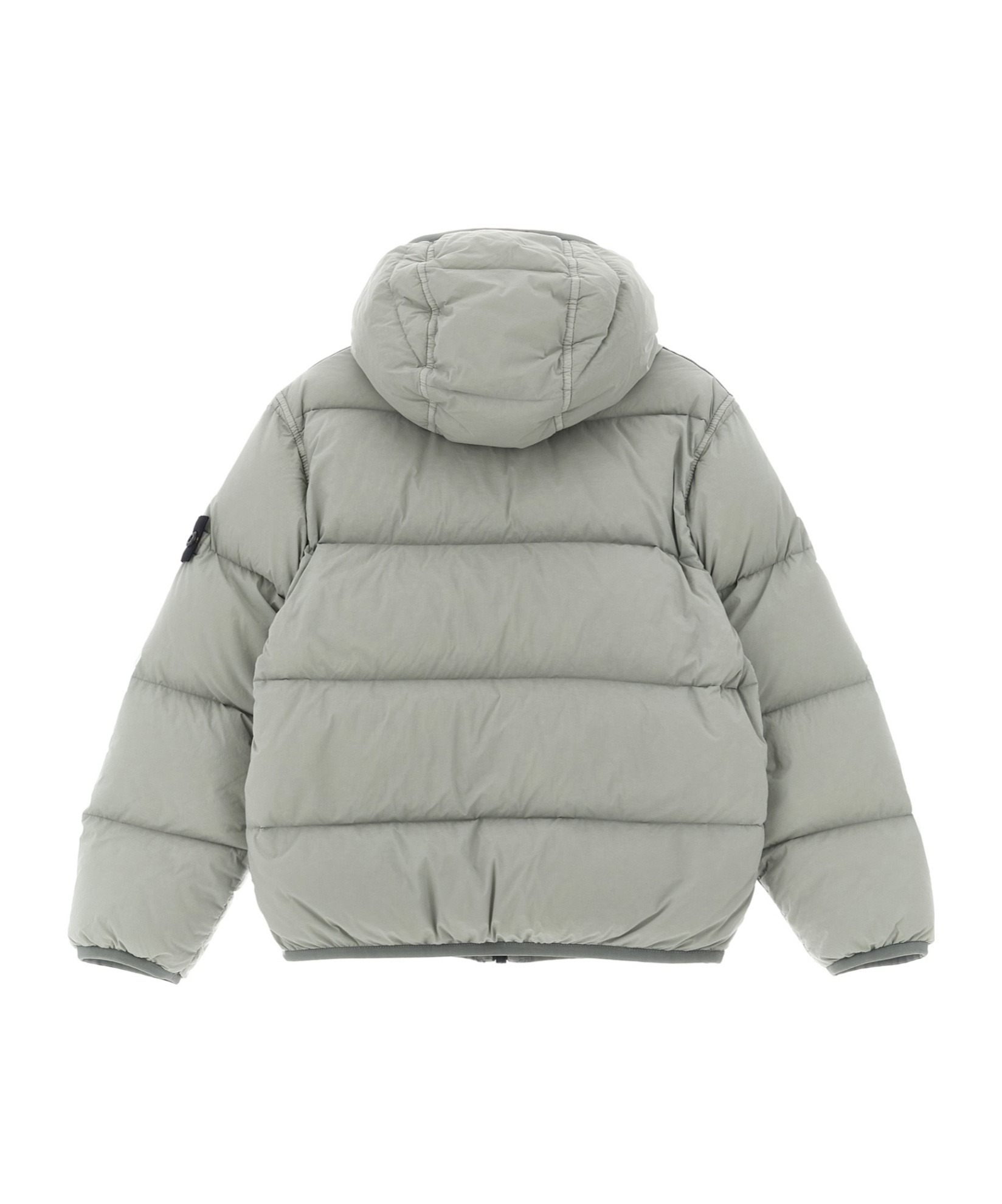 Stone Island Junior Logo Patch Hooded Down Jacket In Gray