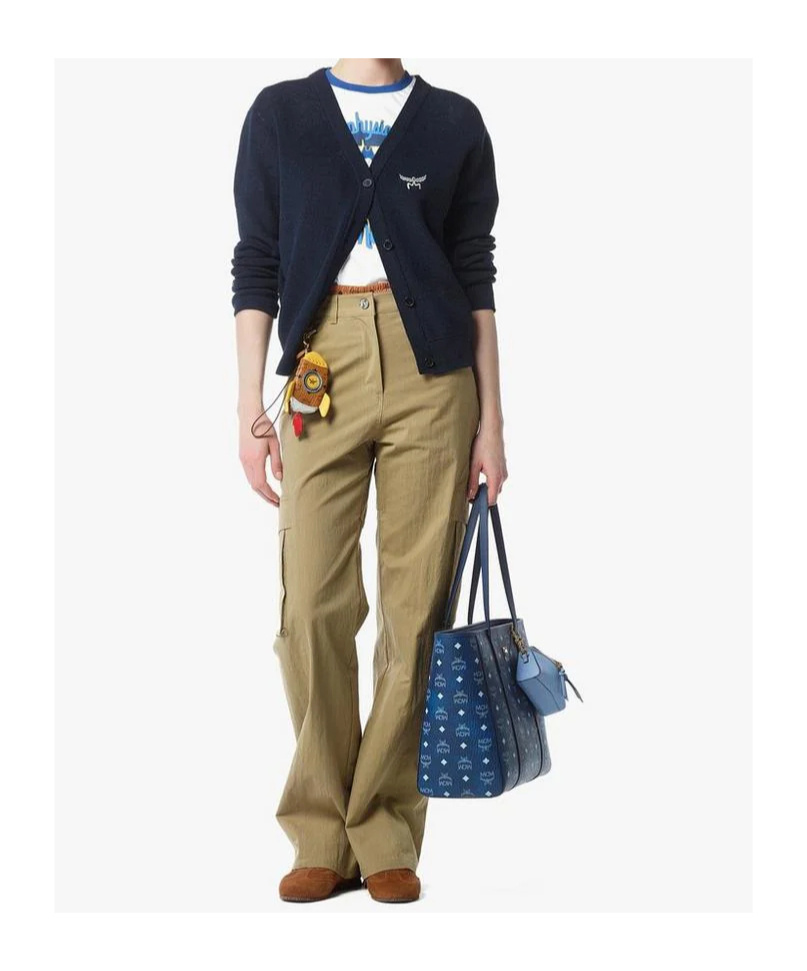 Mcm Toni Visetos Monogram Canvas Top-zip Tote Bag In Blue