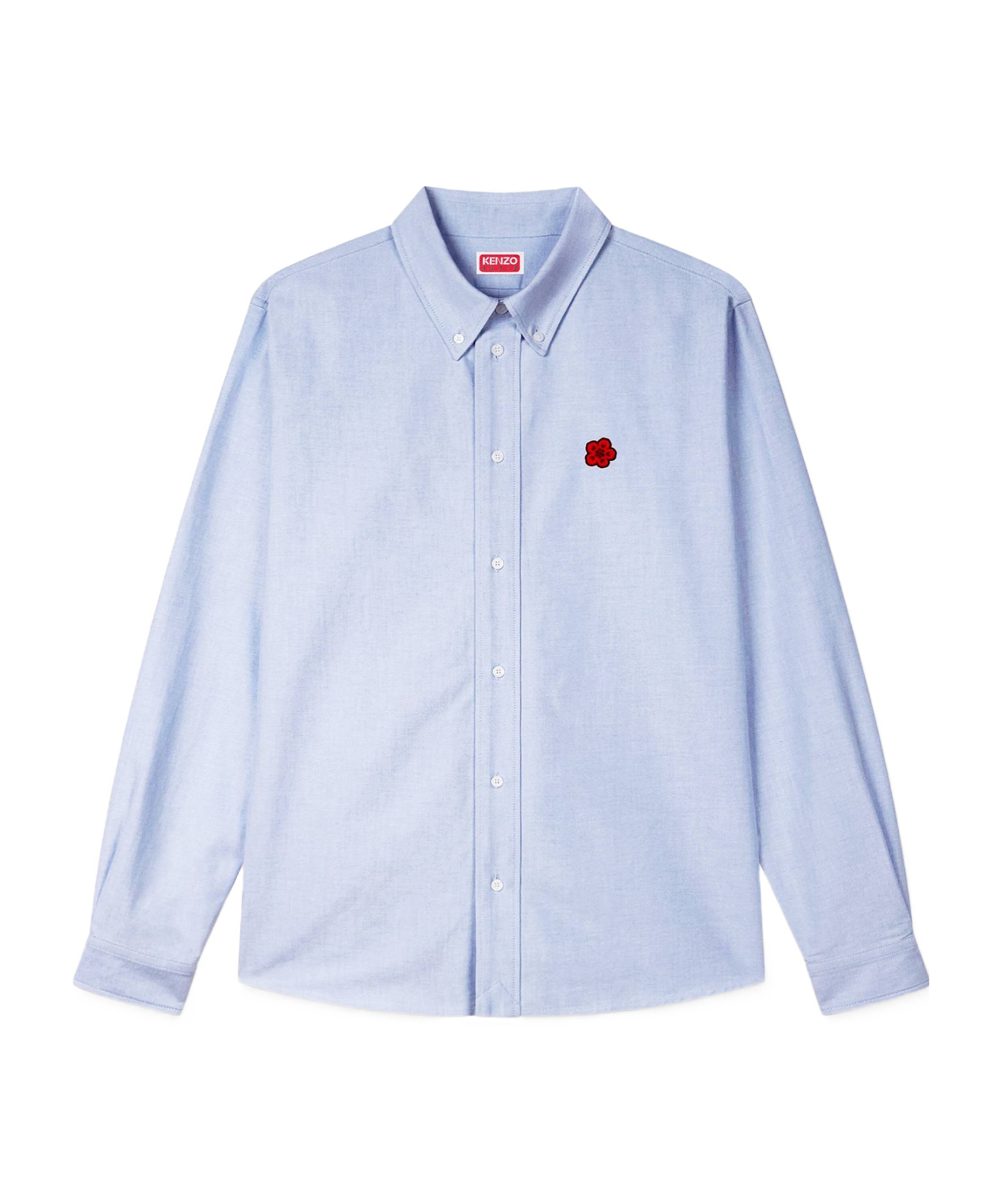 Kenzo Collared Shirt With Long Sleeves And Buttoned Cuffs In Blue