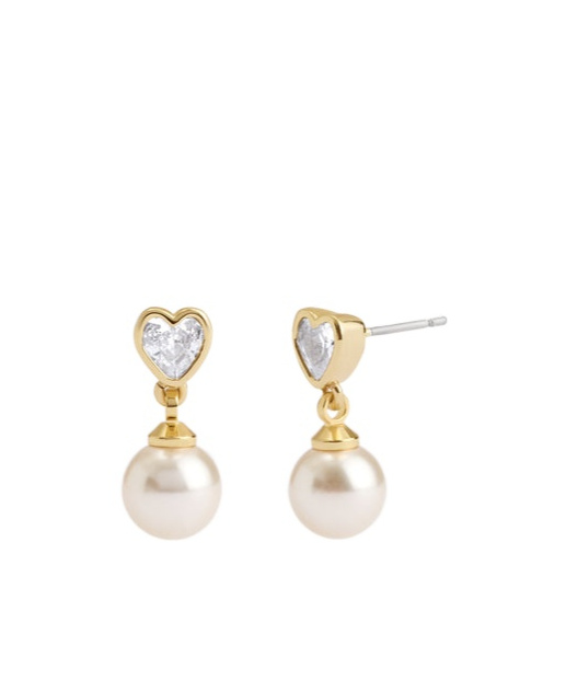 COACH HEART PEARL DROP EARRINGS