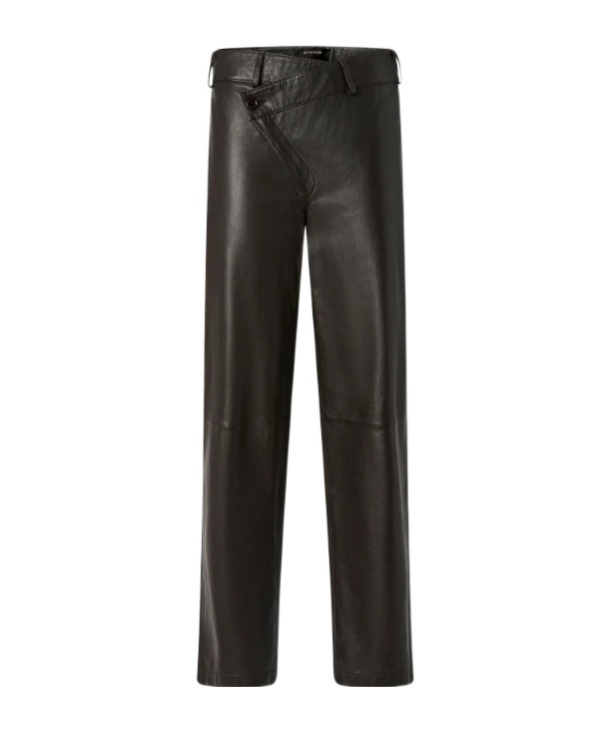 Pinko Leather Slim-fit Trousers In Black