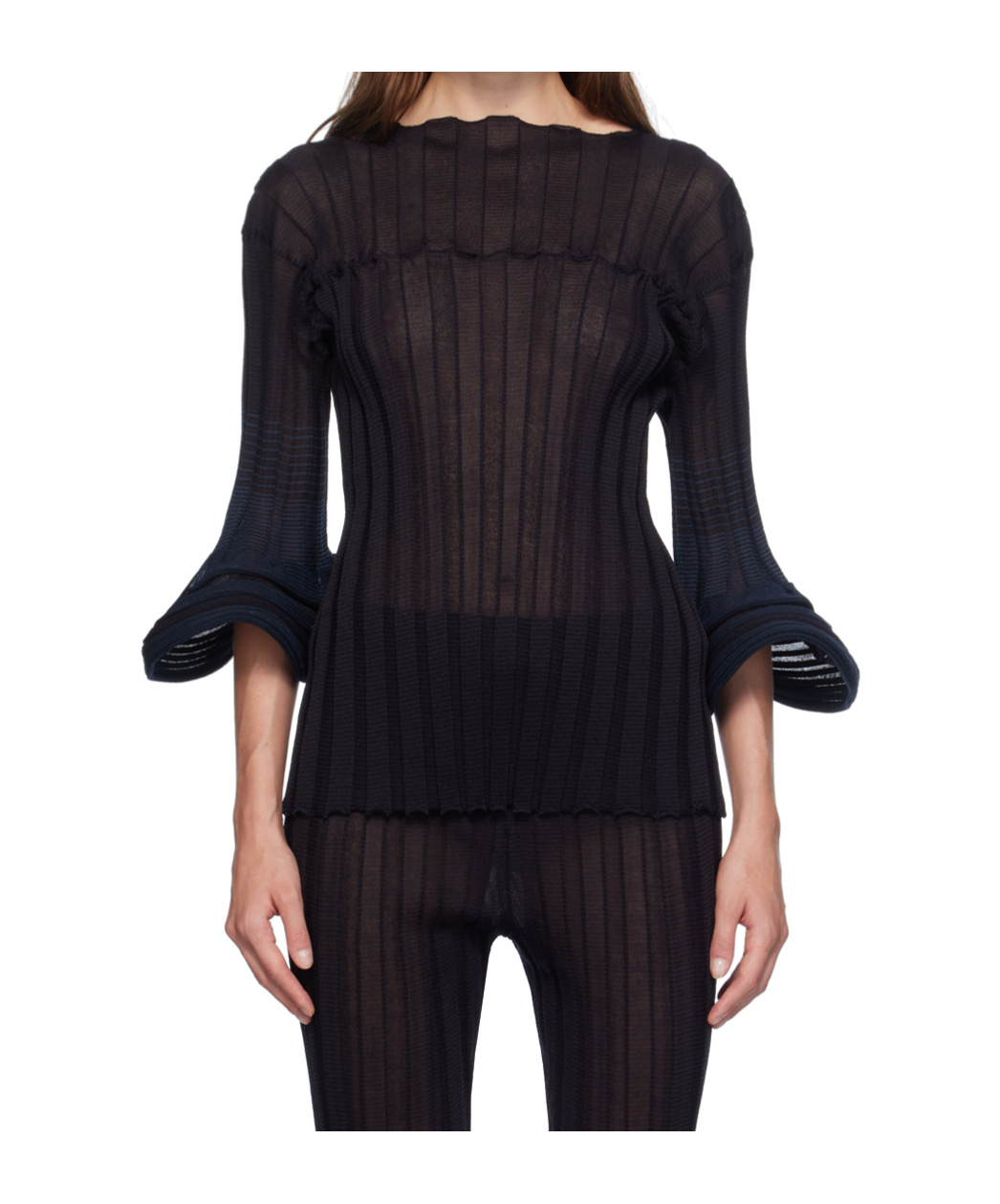 Shop Issey Miyake Asagao Striped Sweater In Black