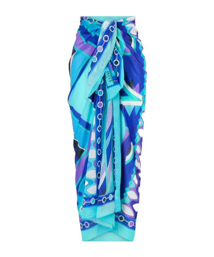 Pucci Printed Cotton-voile Pareo In Blue
