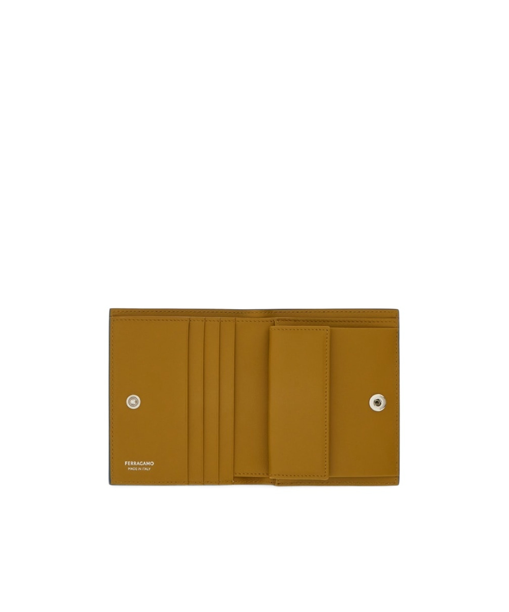 Ferragamo Compact Leather Logo Wallet In Blue