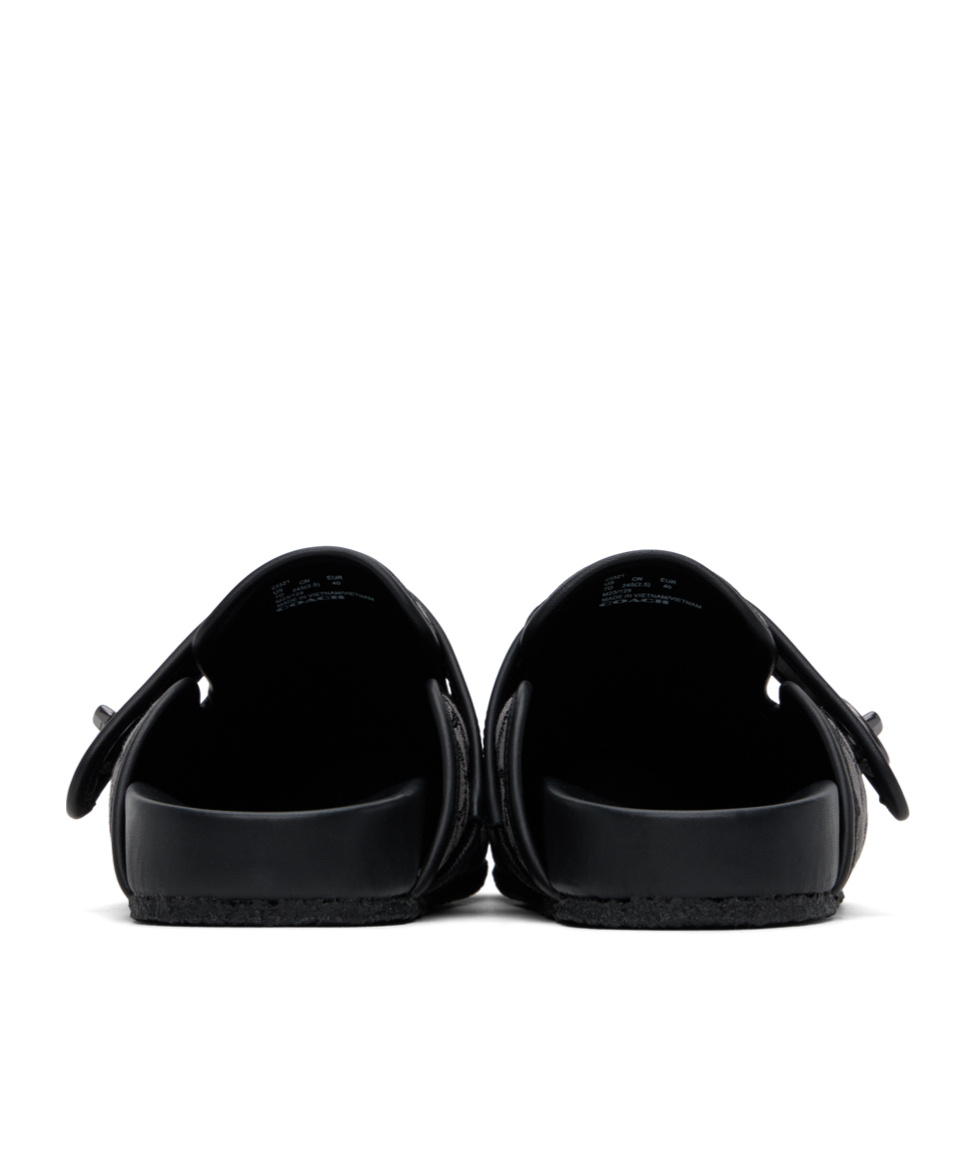 COACH BLACK GRAY SIGNATURE JACQUARD SLIP-ON LOAFERS