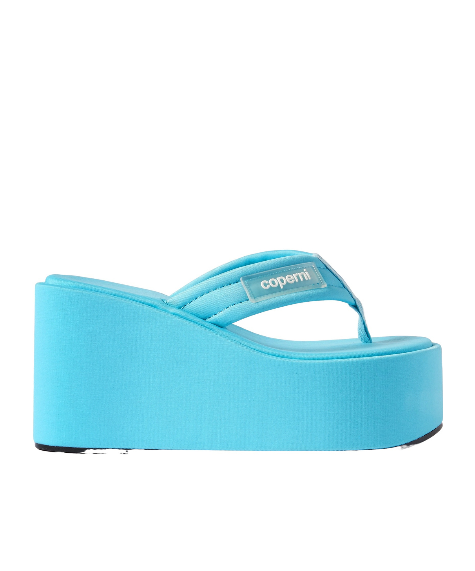 Coperni Logo-appliquéd Webbing Wedge Flip Flops In Blue