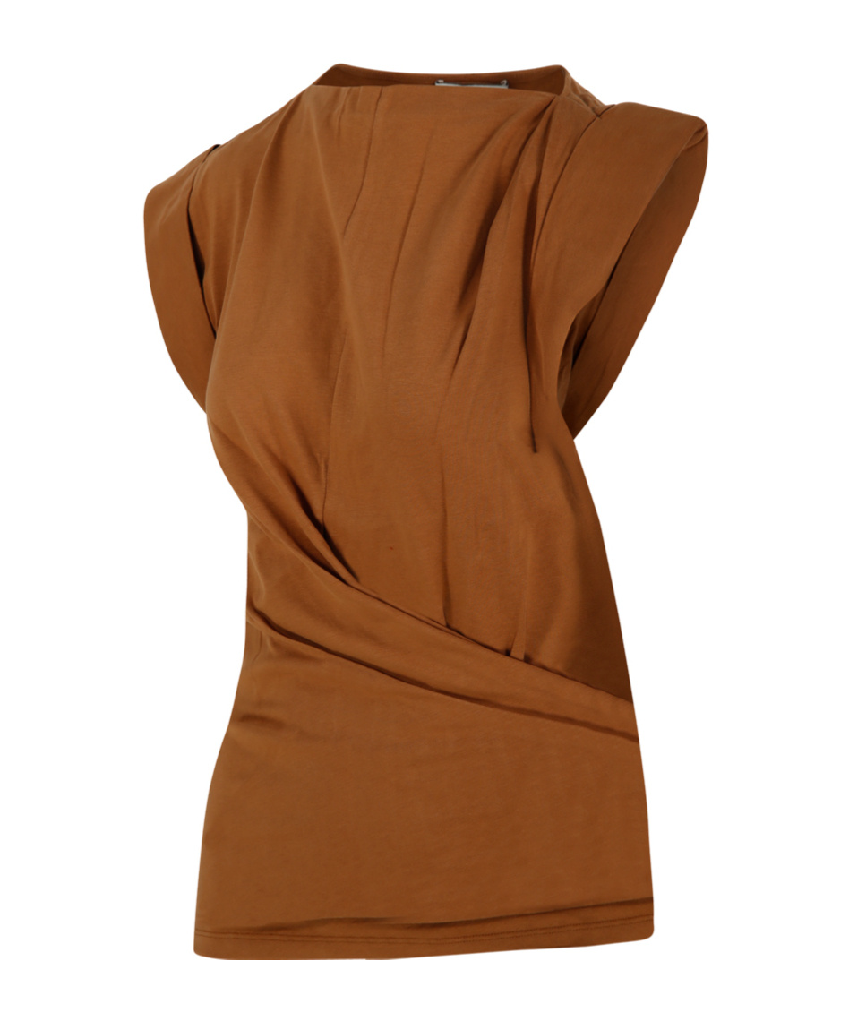 Isabel Marant Maisan Cap-sleeved Top In Brown