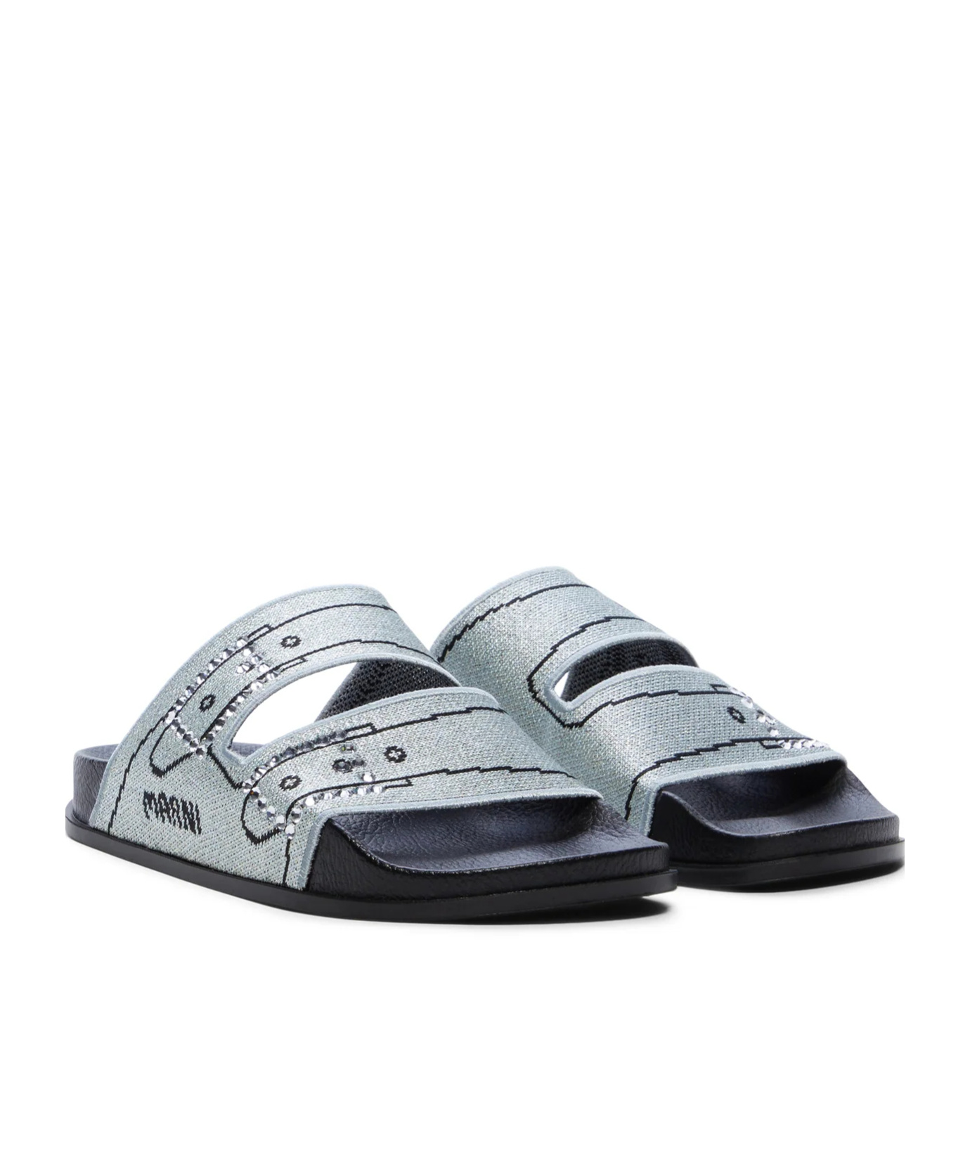 Shop Marni Jacquard Logo Flip-flops In Gray