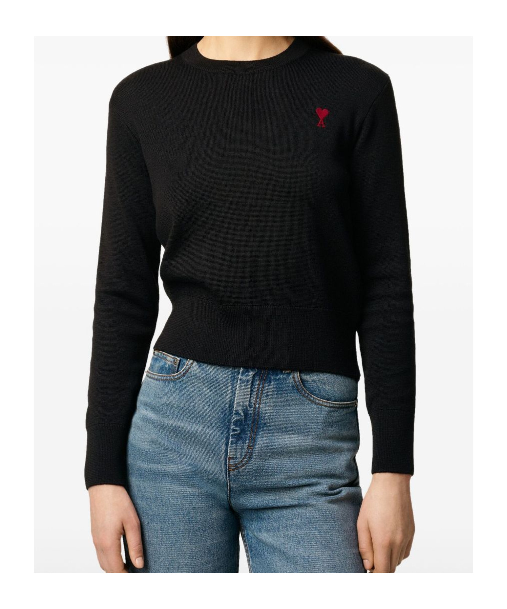 Ami Alexandre Mattiussi Ami Paris Ami De Coeur Black Crew-neck Sweatshirt Women In Black