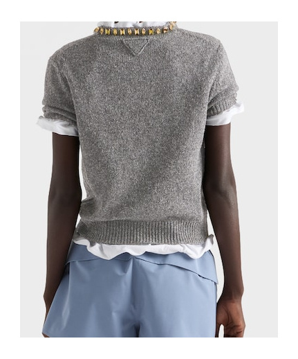 Prada Wool And Cashmere Crew-neck Sweater In Gray