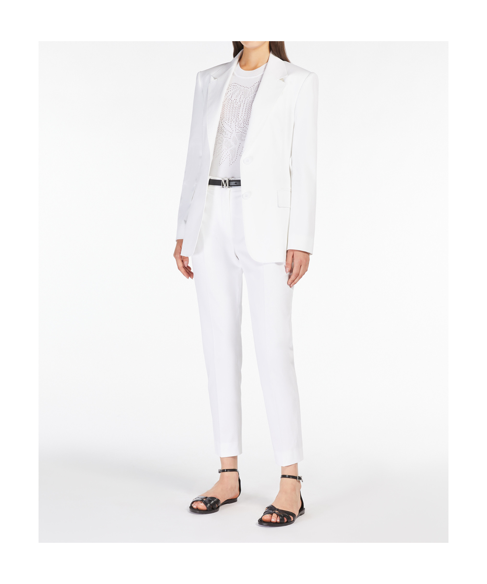 Max Mara Studio High Waist Straight Leg Trousers In White