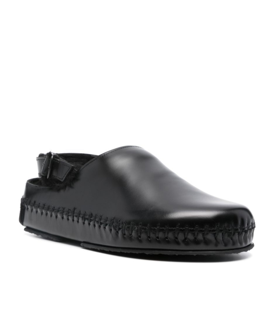 Hereu Round-headed Flat Sandals In Black