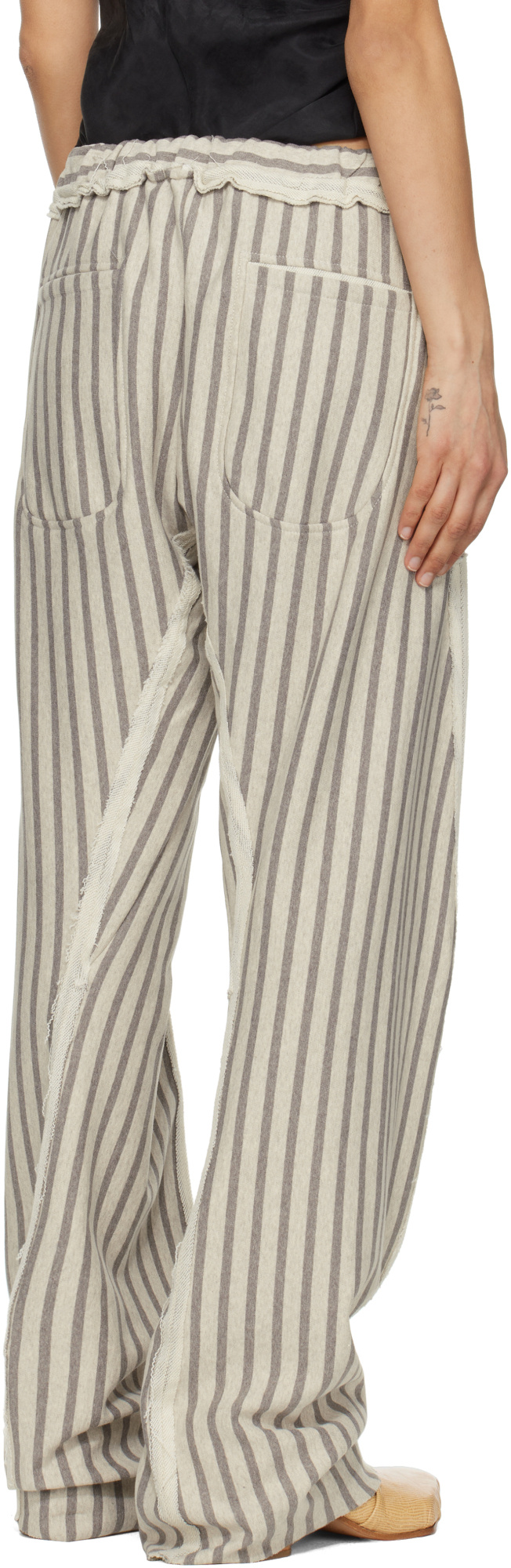Edward Cuming Stripe Twisted Sweatpants In Gray