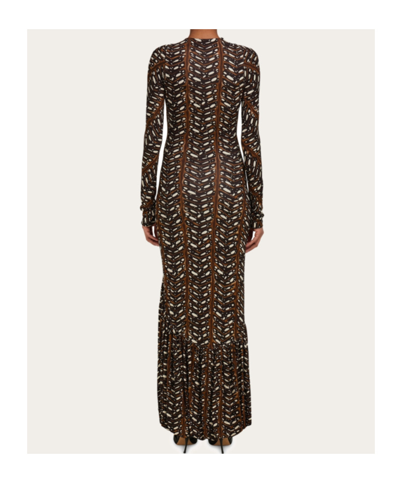 Ferragamo Longline Stretch Dress In Brown