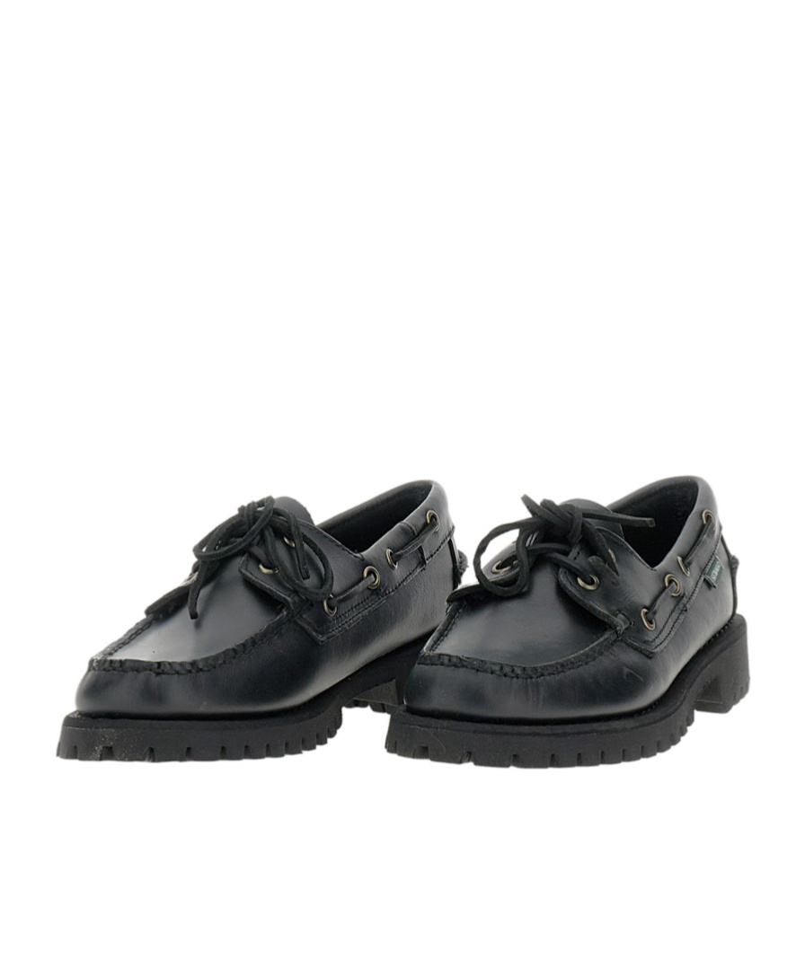 Sebago Ranger Waxy Leather Moccasins In Black