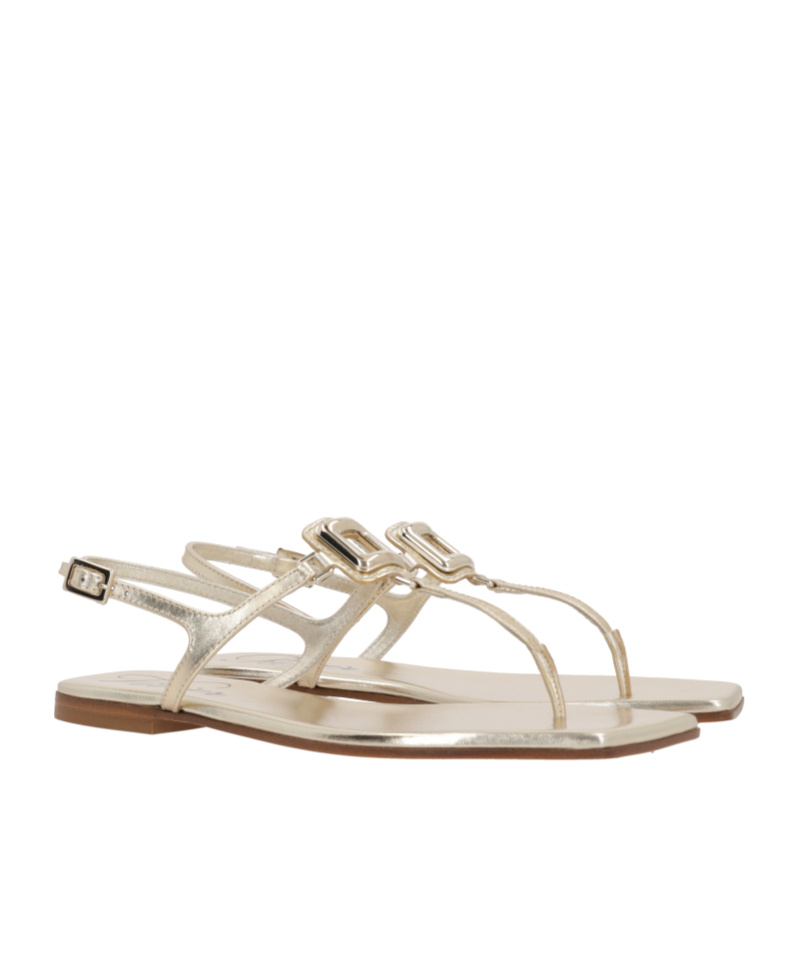 Roger Vivier Viv By The Sea Metallic Leather Sandals In White