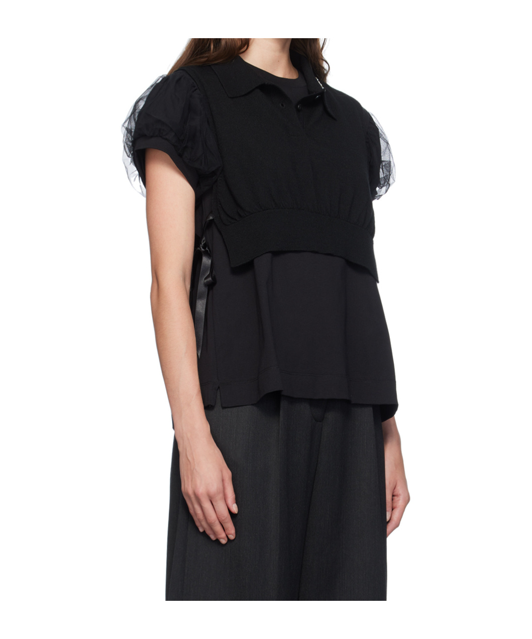 Simone Rocha Black Embellished Knit Vest In Black