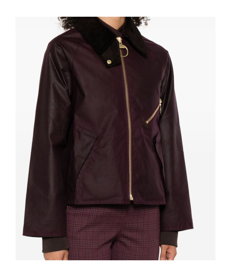 Barbour Shade Of Purple Jacket With A Ribbed Collar In Burgundy