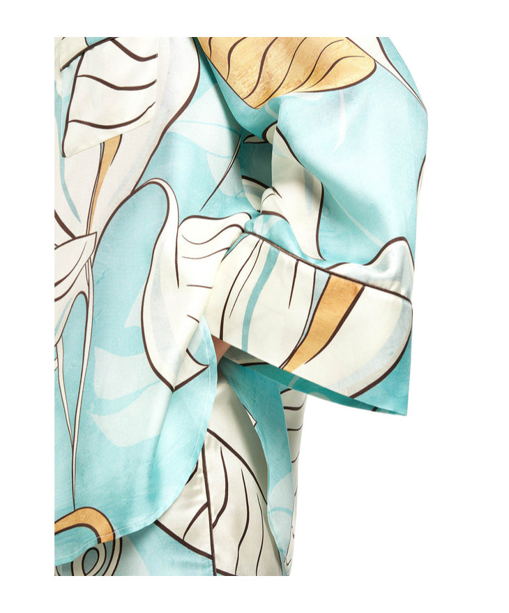 F.r.s For Restless Sleepers Painted Leaves Blue Emera In White