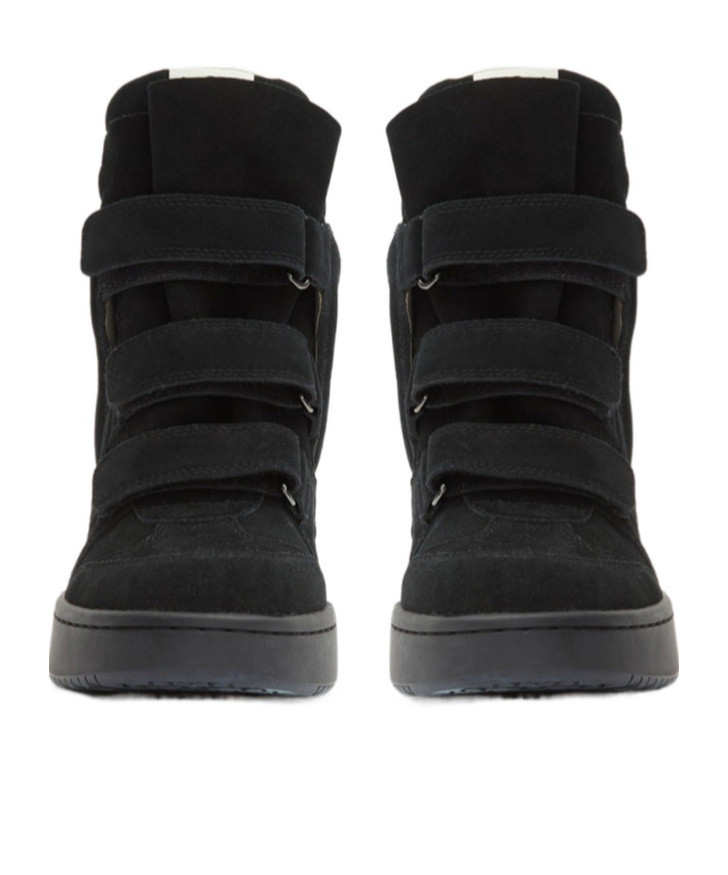 Isabel Marant Women Black Wedge With Insert Design And High Heel Sneaker In Leather Woman