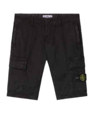 Stone Island Regular Fit Cargo Bermuda Shorts With Zip Pockets In Black