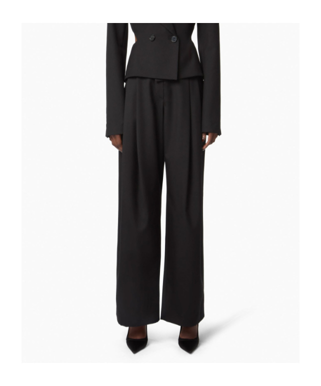 Nina Ricci Pleated Gabardine Trousers In Black