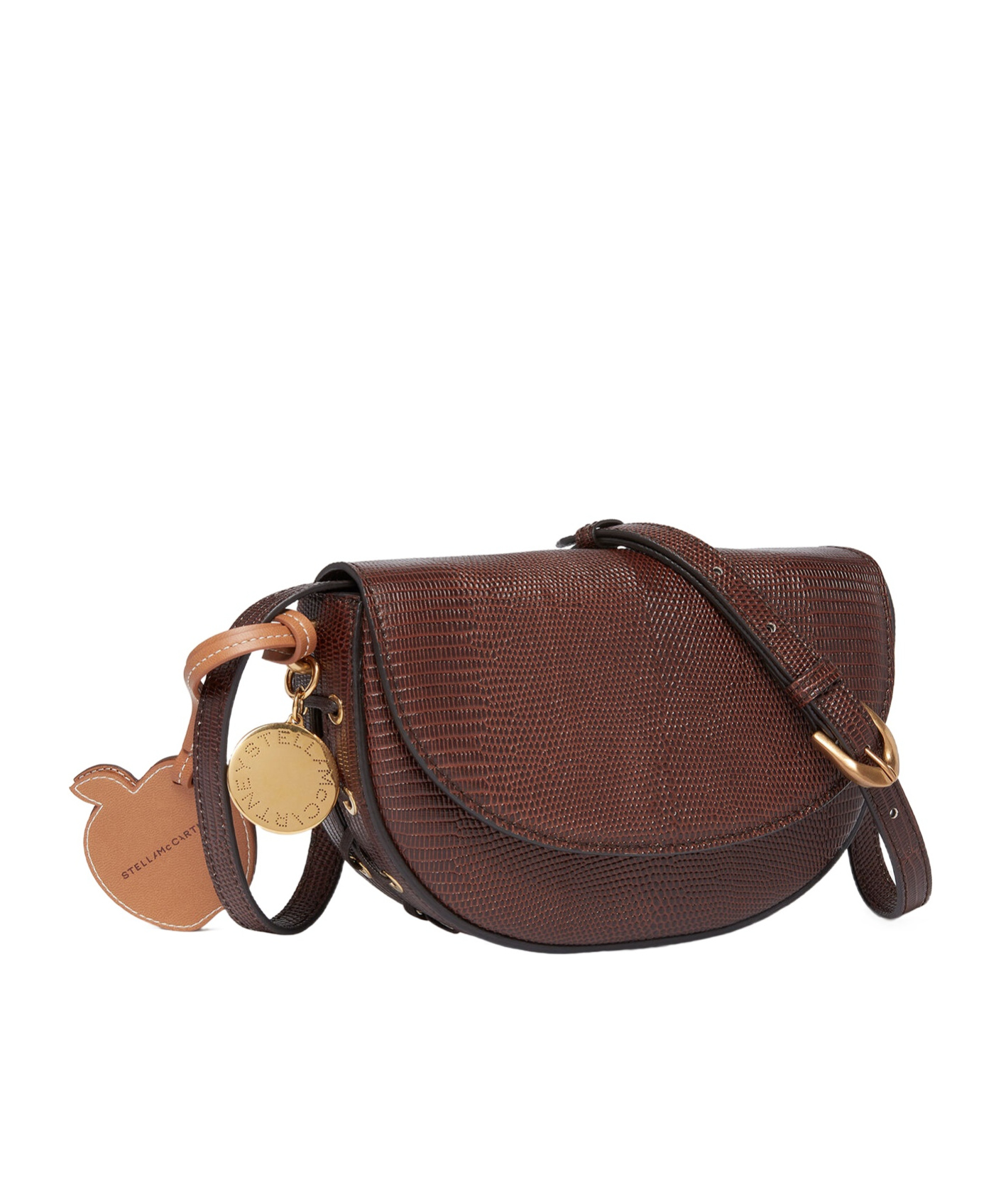 Stella Mccartney Frayme Scaly Embossed Shoulder Bag In Brown