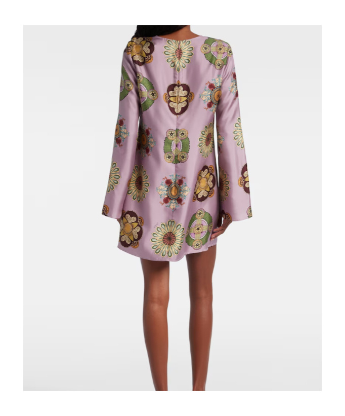 La Doublej Supremes Swing Silk Twill Minidress In Multi