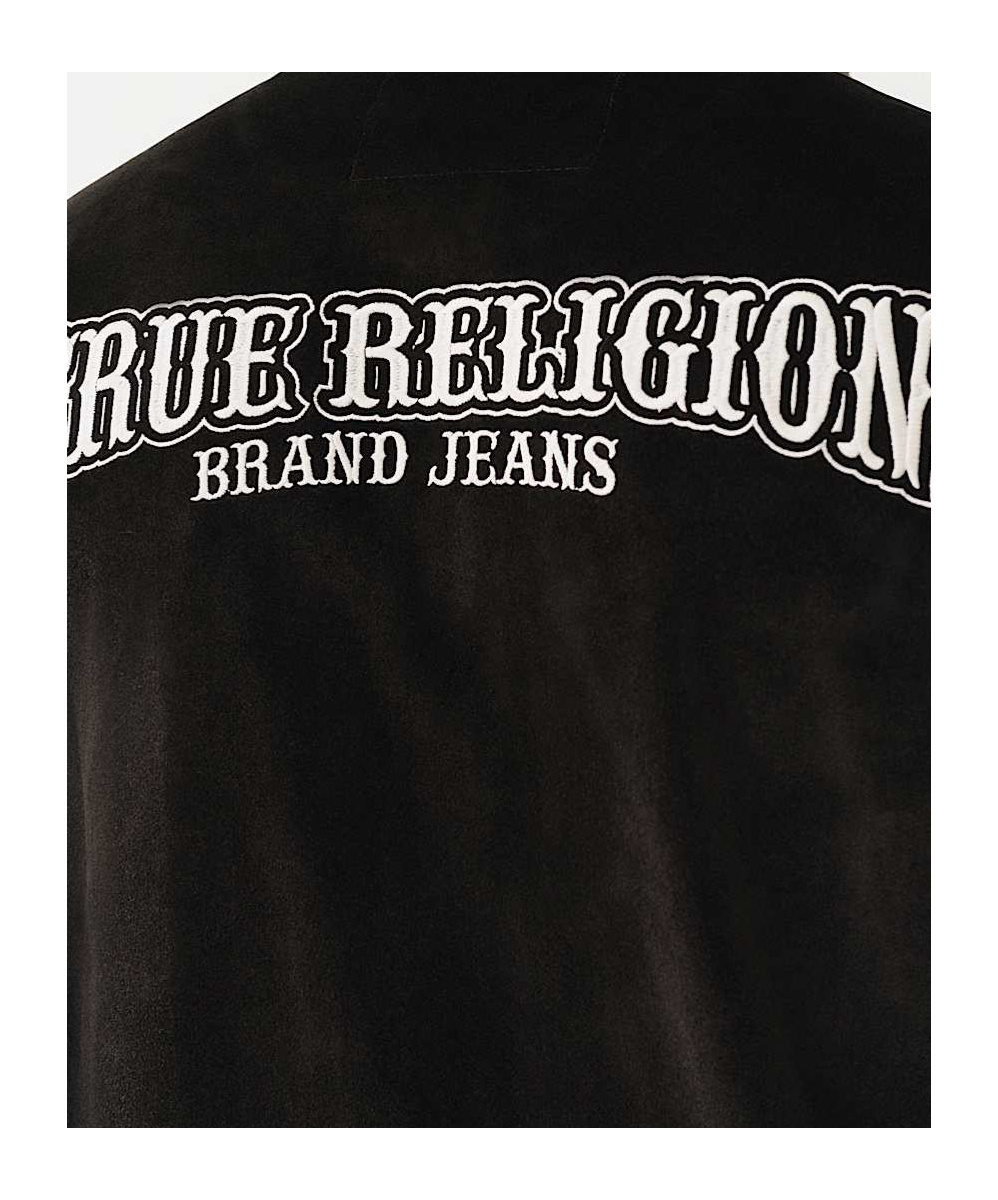 True Religion Velour Big T Zip Jacket In Black