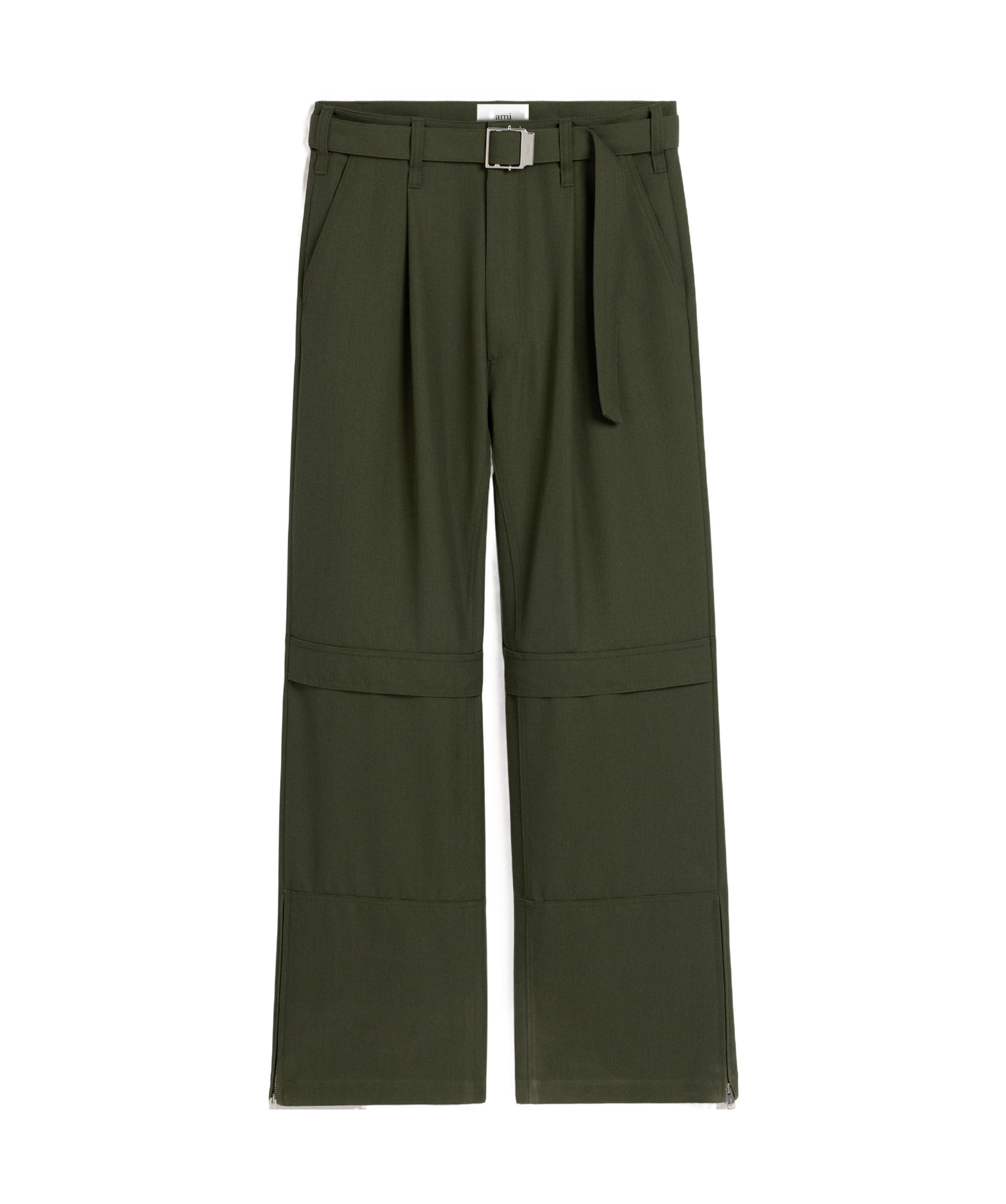 Shop Ami Alexandre Mattiussi Ami Belted Loose-fit Trousers In Black