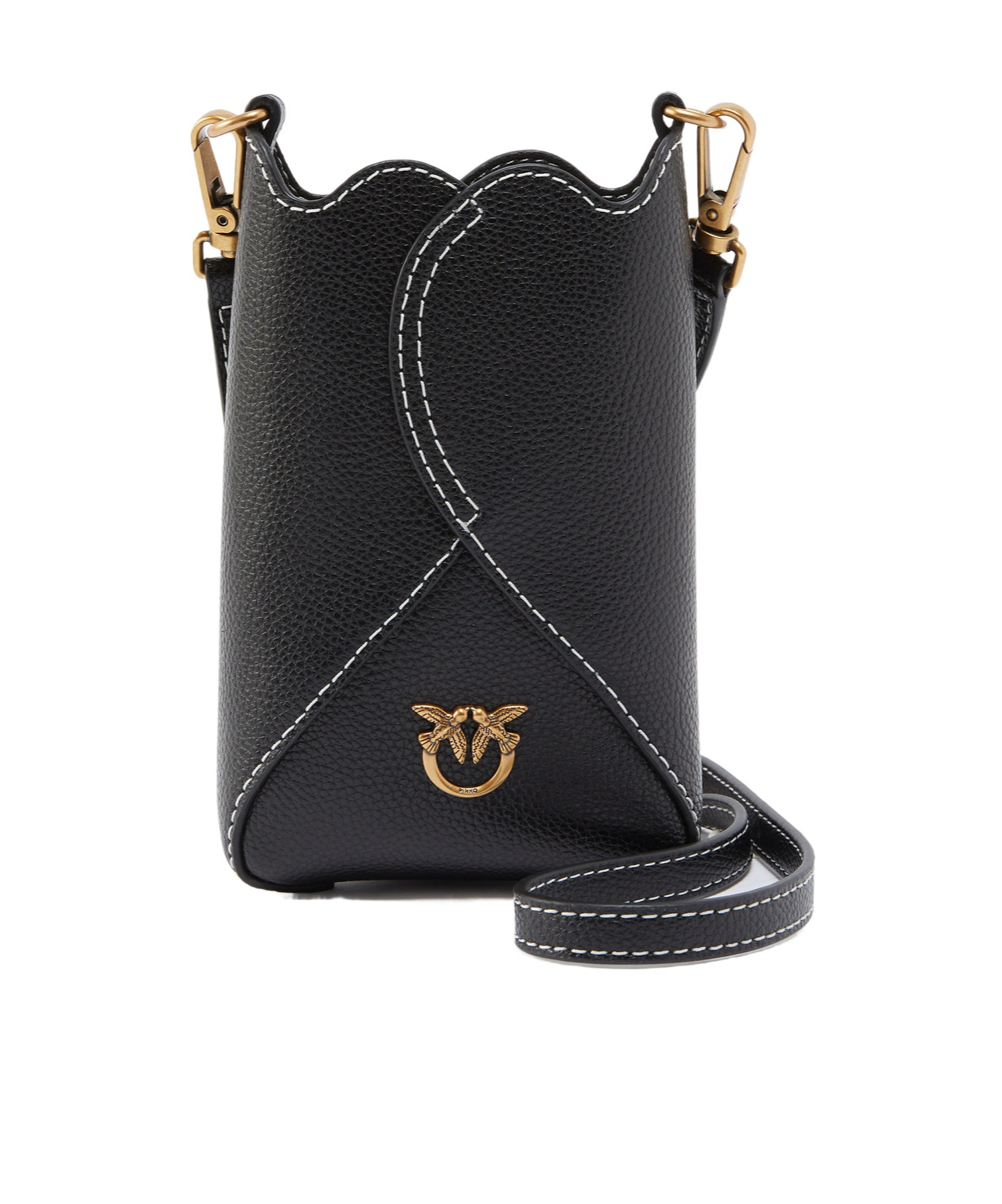 Pinko Leather Crossbody Smartphone Case In Black