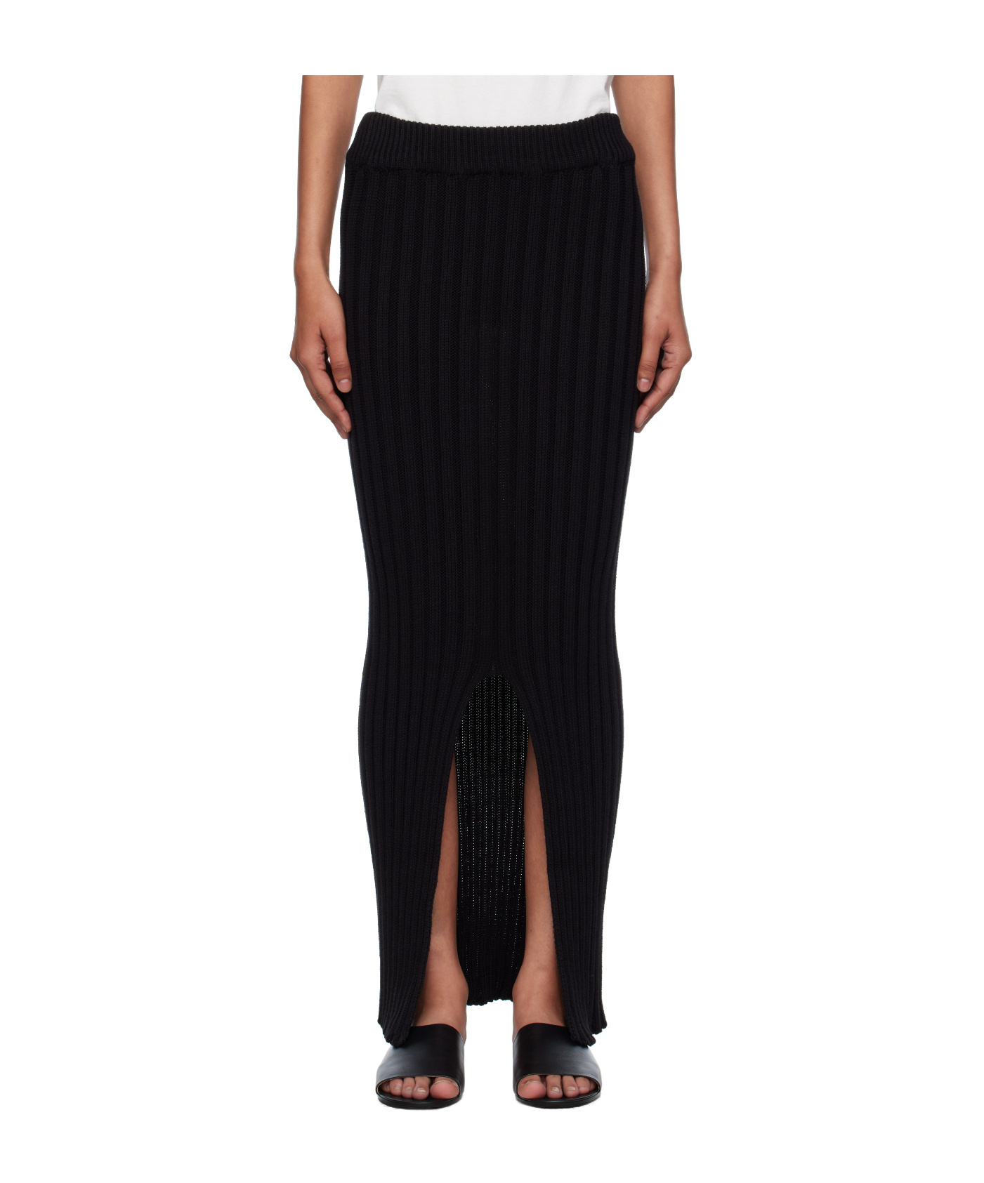 Baserange Black Macau Midi Skirt In Black