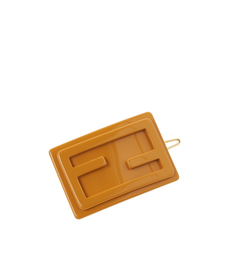 Fendi Logo Rectangular Hairpin In Orange