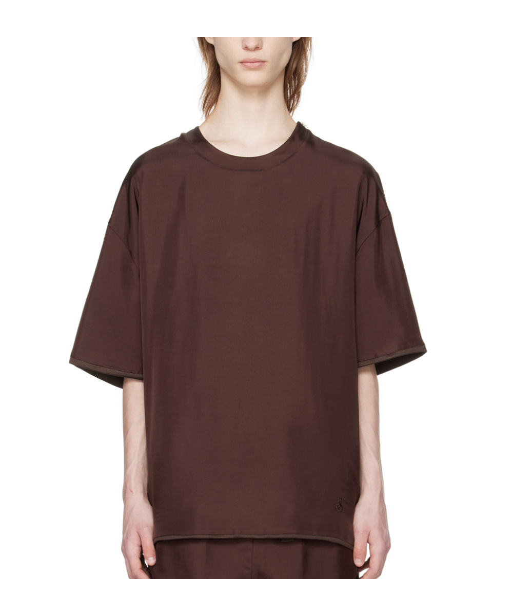 Jil Sander Round-necked Logo T-shirt In Brown