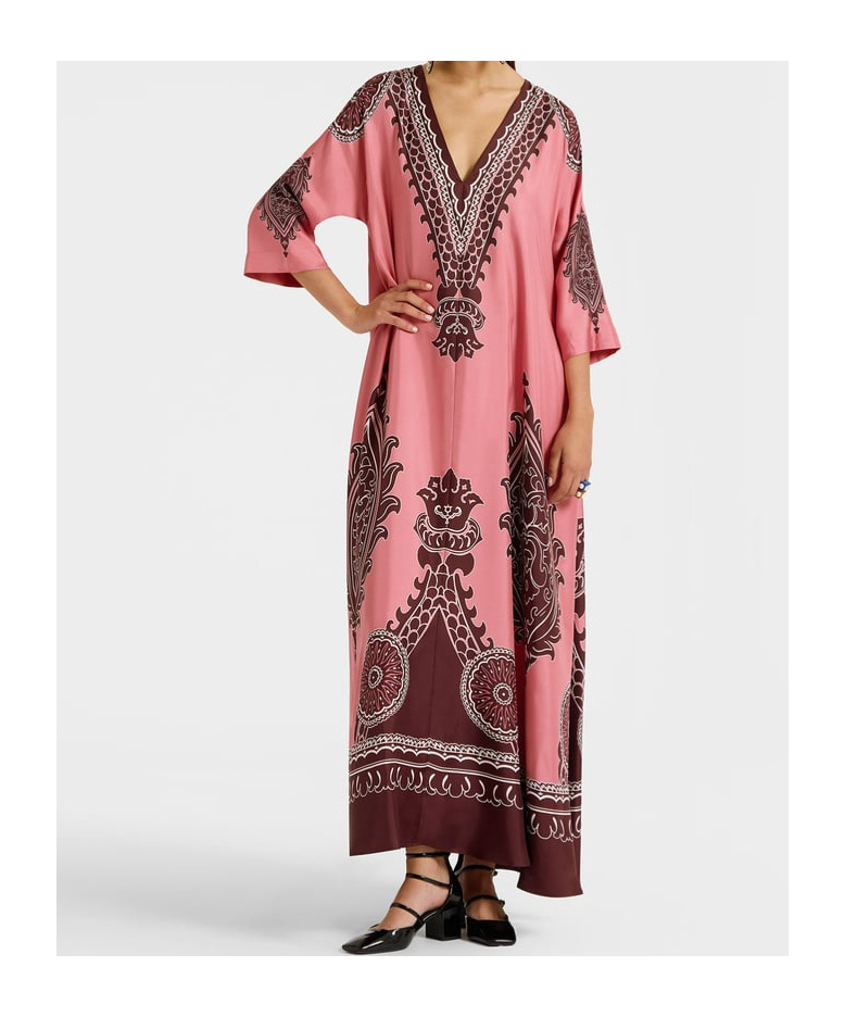 La Doublej La Double J Muumuu Printed Silk-satin Maxi Dress In Multicolor
