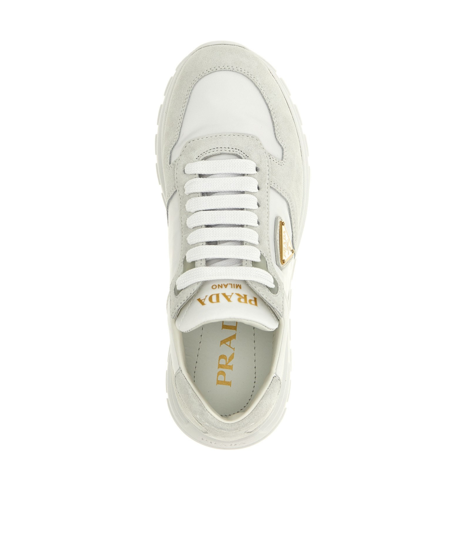Prada Re-nylon And Suede Leather Sneakers In White