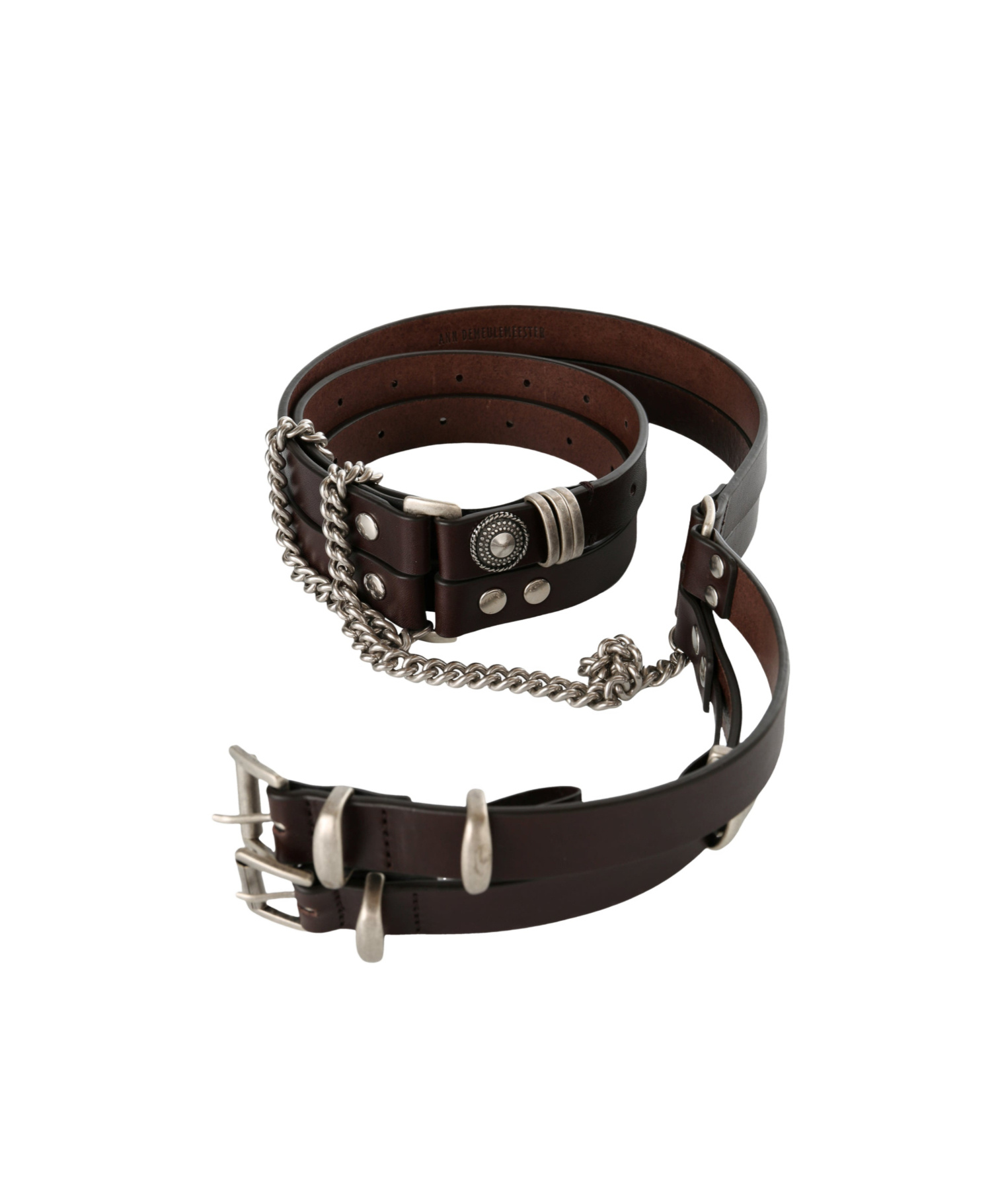 Ann Demeulemeester Oily Calf Skin Luen 4cm Multi Belt In Gold
