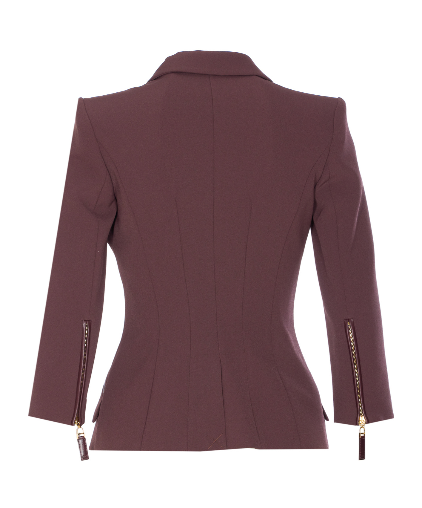 Elisabetta Franchi Bordeaux Jacket Gold-tone Buttons In Brown