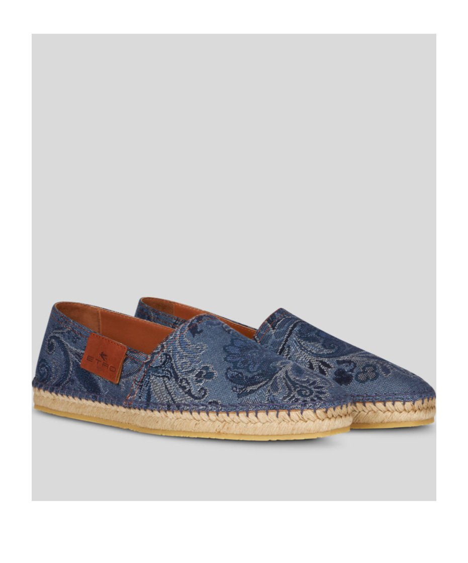 Shop Etro Jacquard Denim Espadrilles In Multi-color
