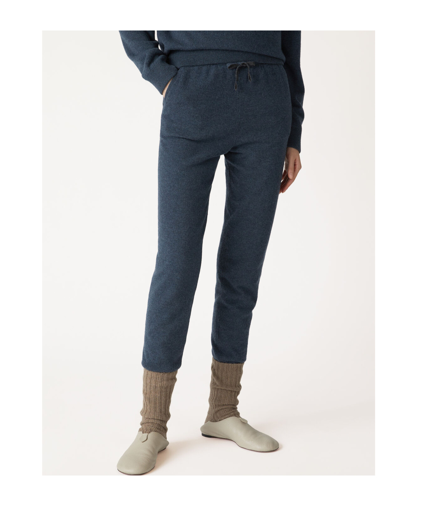 Loro Piana Two-color Pants In Cyan Mixed Color/charcoal Gray Mixed Color