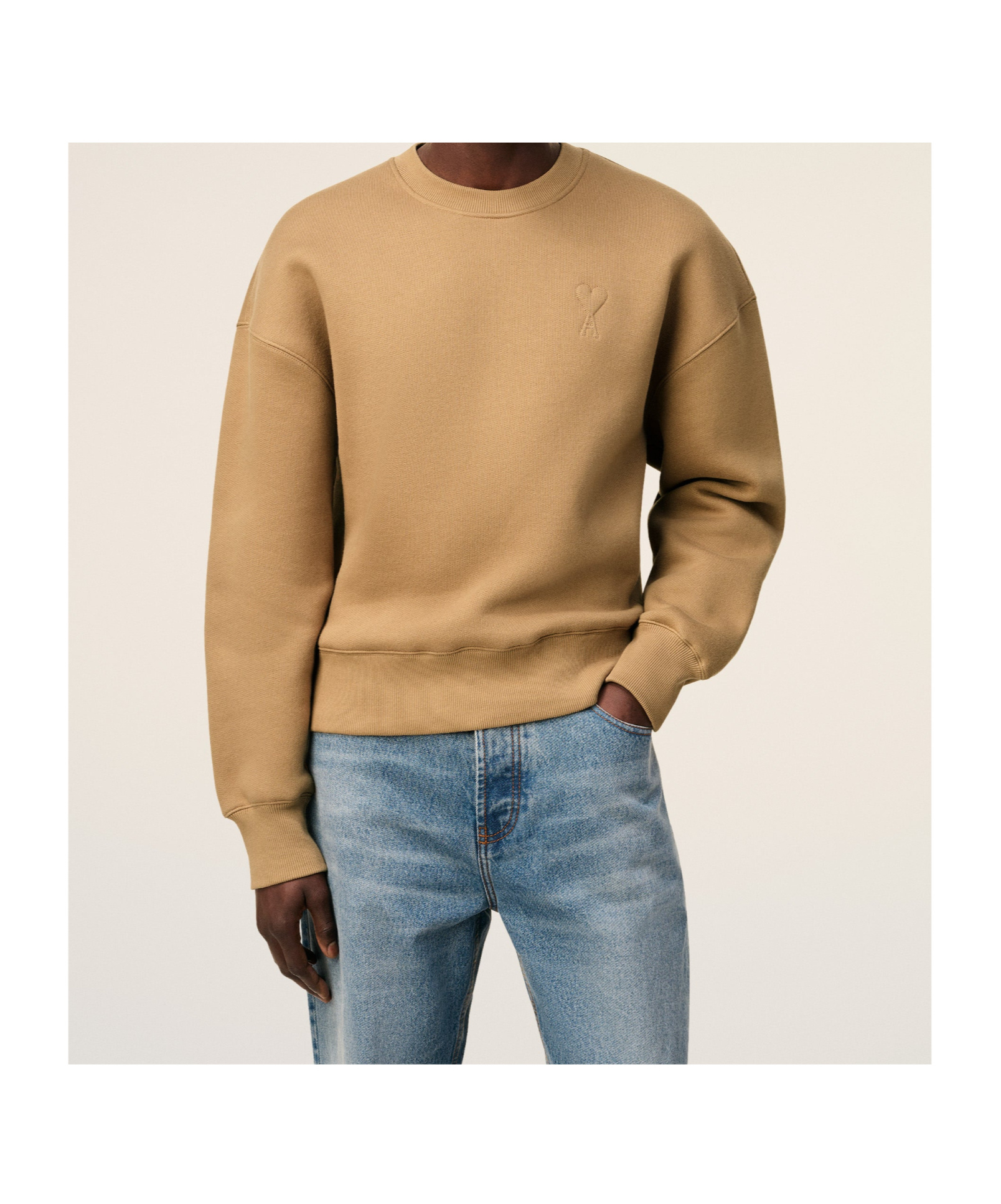 Ami Alexandre Mattiussi Ami Paris Crew Neck Sweatshirt In Brown