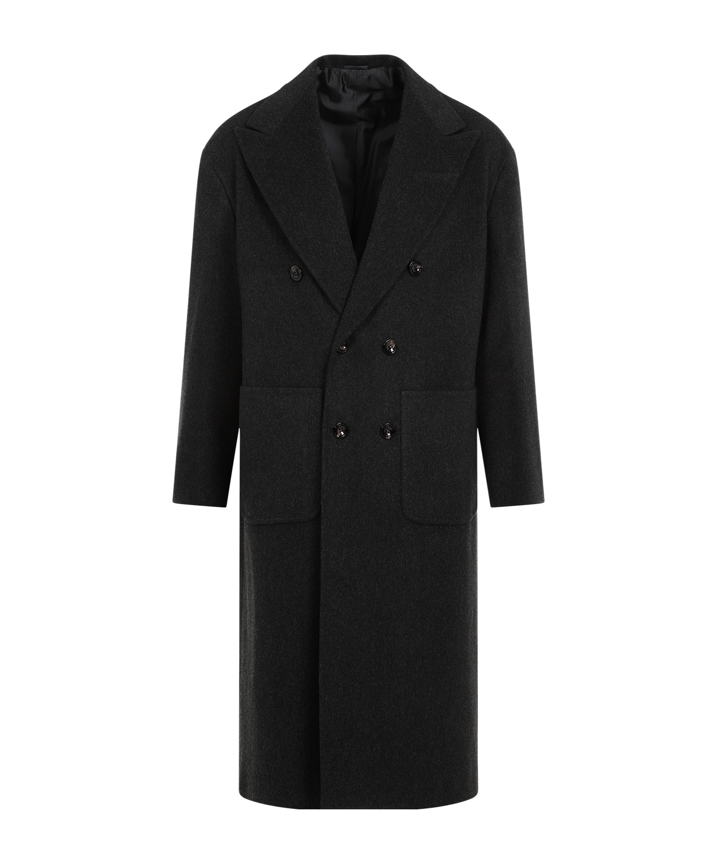 Kiton Dark Grey Tib Virgin Wool Coat In Black