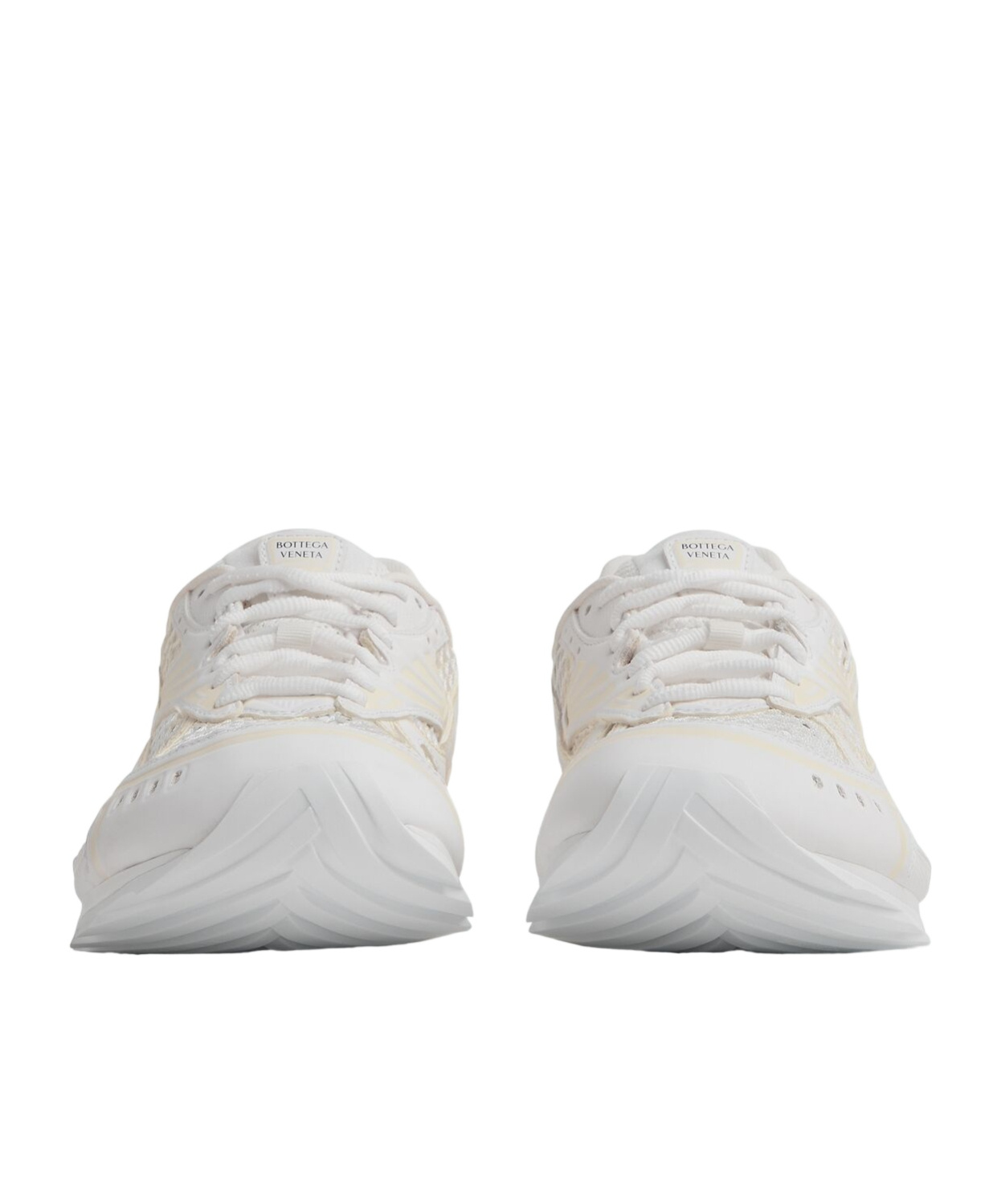 Bottega Veneta Orbit Metallic Net Runner Sneakers In White